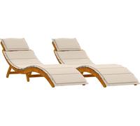vidaXL, ensemble de 2 chaises longues, bois massif d'acacia, couleur crème