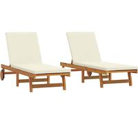 vidaXL, ensemble de 2 chaises longues, bois massif d'acacia, couleur marron