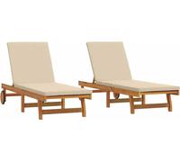 vidaXL, ensemble de 2 chaises longues, bois massif d'acacia, couleur marron