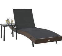 vidaXL, ensemble de 2 chaises longues, en résine tressée, noir et marron
