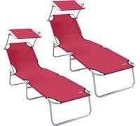 vidaXL Transat 2 pièces Rouge 58 x 188 x 77 cm Polyester