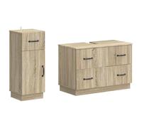 vidaXL Ensemble de 2 Meubles de Salle de Bain HOORN Chêne Sonoma, Meuble de Salle de Bain, Rangement résistant à l'humidité, Design Compact, Style Moderne et Pratique