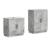 vidaXL Ensemble de 2 Meubles de Salle de Bain HOORN Gris béton