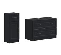 vidaXL Ensemble de 2 Meubles de Salle de Bain Utrecht Noir, Meuble de Salle de Bain, Rangement résistant à l'humidité, Design Compact, Style Moderne et Pratique
