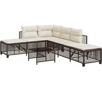 vidaXL Ensemble de 3 canapés d'angle de jardin avec coussins Marron Poly Rattan