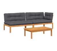 vidaXL Ensemble de 3 canapés de jardin en palettes avec coussins en acacia