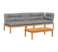 vidaXL Ensemble de 3 canapés de jardin en palettes avec coussins en acacia