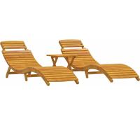 vidaXL Chaise longue 3 pièces Marron Bois massif d'acacia