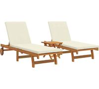 vidaXL, ensemble de 3 chaises longues, bois massif d'acacia, couleur marron