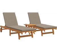 vidaXL Chaise longue 2 personnes 3 pièces Marron Bois massif Acacia
