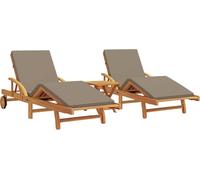 vidaXL, ensemble de 3 chaises longues, bois massif d'acacia, couleur taupe