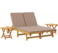 vidaXL, ensemble de 3 chaises longues, bois massif d'acacia, couleur taupe