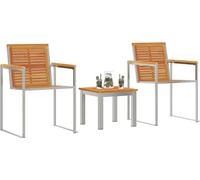 vidaXL : Ensemble de 3 chaises longues. Bois d'acacia massif et acier inoxydable, couleur marron