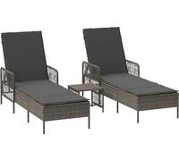 vidaXL Chaise longue 3 pièces Gris et gris foncé 55 x 200 x 92 cm