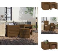 vidaXL Ensemble de 3 coffres de jardin en pin massif brun miel - Coffres de jardin