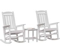 vidaXL Ensemble 3 chaises à bascule – Blanc – Polyéthylène