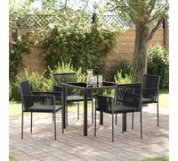 vidaXL Ensemble de 3 Noir Rattan PE, Acier, Tissu en polyester Standard
