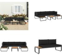 vidaXL Ensemble de 4 canapés d'angle de jardin avec coussins en aluminium et WPC - Canapés - Canapés d'angle - Canapés d'angle