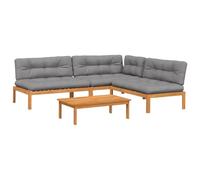 vidaXL Ensemble de 4 canapés de jardin en palettes avec coussins en acacia