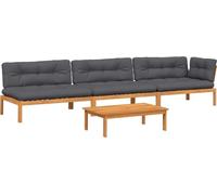 vidaXL Ensemble de 4 canapés de jardin en palettes avec coussins en acacia