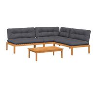 vidaXL Ensemble de 4 canapés de jardin en palettes avec coussins en acacia