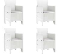 vidaXL : Ensemble de 4 chaises de jardin, blanches, en polypropylène