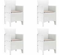 vidaXL Chaise de jardin avec coussin 4 pièces Blanc 53 x 49 x 85 cm Polypropylène