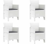 vidaXL Chaise de jardin avec coussin – Ensemble de 4 pièces Polypropylène Blanc 53 x 49 x 85 cm