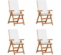 vidaXL Chaise de jardin, lot de 4, marron et blanc, 57 x 71,5 x 104 cm