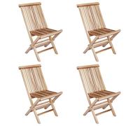vidaXL : Ensemble de 4 chaises de jardin pliantes, bois massif teck, couleur naturelle