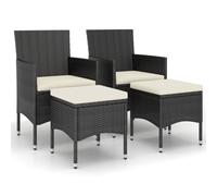 vidaXL Ensemble de 4 chaises et tabourets de jardin en poly rotin noir