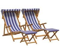 vidaXL : Ensemble de 4 chaises longues en bois d'eucalyptus massif, réglables en 3 positions