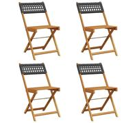 vidaXL, ensemble de 4 chaises pliantes, noires, en polyrotin et bois massif