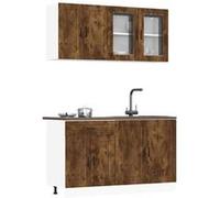 vidaXL Ensemble de 4 meubles de cuisine en chêne fumé "Porto" 3314876 Marron