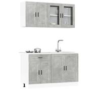 vidaXL Ensemble de 4 meubles de cuisine ""Porto"" en bois d'ingénierie gris béton 3314875