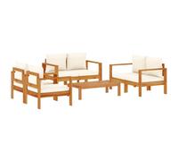 vidaXL Salon de jardin modulable ensemble 5 pièces en bois d'acacia massif avec coussins