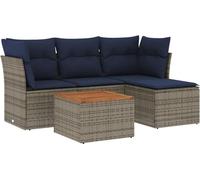 vidaXL Ensemble de 5 canapés de jardin avec coussins, gris, polyrattan