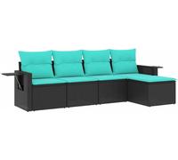 vidaXL Ensemble de 5 canapés de jardin avec coussins, polyrattan noir