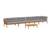vidaXL Ensemble de 5 canapés de jardin en palettes avec coussins en acacia