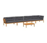 vidaXL Ensemble de 5 canapés de jardin en palettes avec coussins en acacia