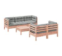 vidaXL Ensemble de 6 canapés de jardin avec coussins en bois massif de douglas