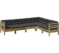 vidaXL Salon de jardin modulable 6 pièces en pin imprégné avec coussins