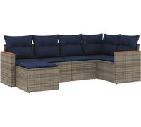 vidaXL Ensemble de 6 canapés de jardin avec coussins, gris, polyrattan