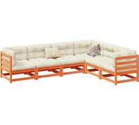vidaXL Ensemble de 6 canapés de jardin avec coussins Pin brun ciré
