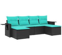 vidaXL Ensemble de 6 canapés de jardin avec coussins, polyrattan noir