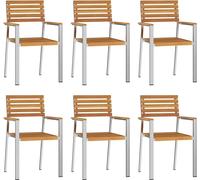 vidaXL Ensemble de 6 chaises de jardin, finition huilée naturelle, 56 x 54,5 x 87 cm, bois massif d'acacia