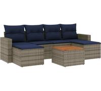 vidaXL Ensemble de 7 canapés de jardin avec coussins, gris, polyrattan