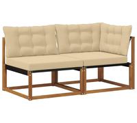 vidaXL : Ensemble de 7 pièces de mobilier d'extérieur, comprenant des canapés centraux et d'angle, en bois d'acacia massif, finition naturelle
