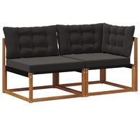 vidaXL : Ensemble de 7 pièces de mobilier d'extérieur, comprenant des canapés centraux et d'angle, en bois d'acacia massif, finition naturelle