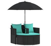 vidaXL : Ensemble de 8 assises de jardin en résine tressée, noir et turquoise